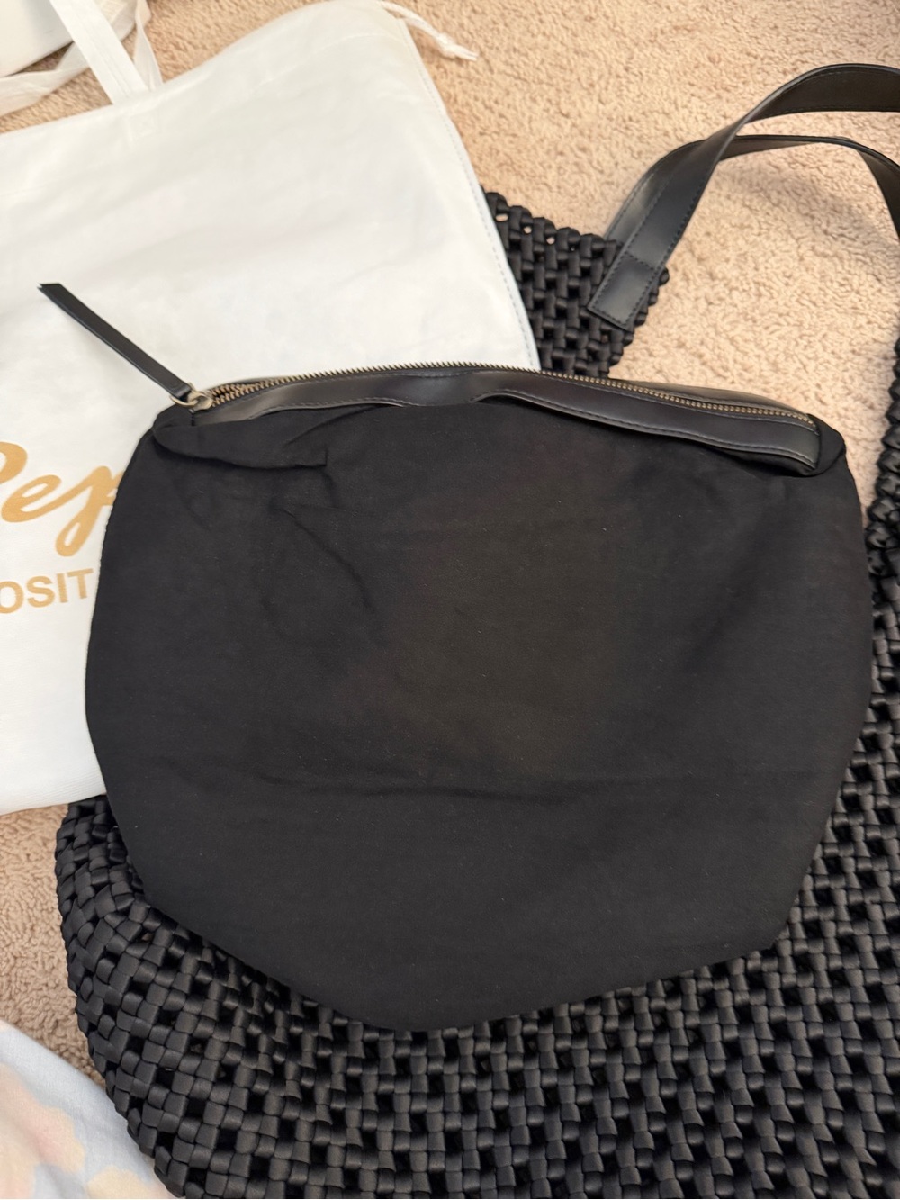 Italian Black Woven Tote - Picture 2 of 3
